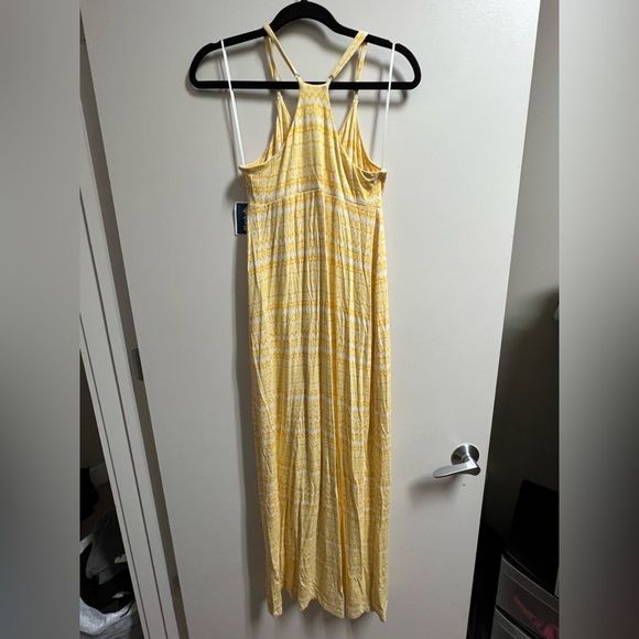 Carole Little Yellow and White Polyester V-Neck Sleeveless Print Maxi Size Small - Picture 12 of 14
